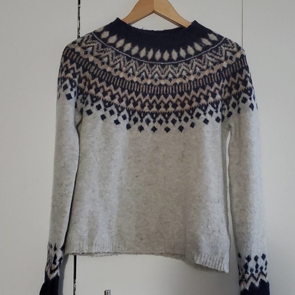 Joie Sweaters - Joie Size S Deedra Fair Isle Nordic Light gray navy sweater